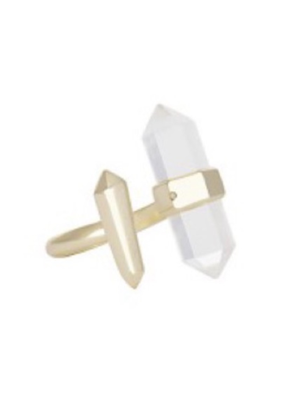 Kendra Scott RARE Gold Crystal Double-Point Ring - Clear Quartz